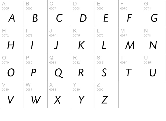 Today Sans Serif Italic uppercase A-Z preview