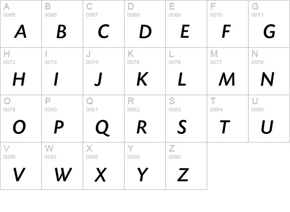 Today Sans Serif Medium Italic uppercase A-Z preview