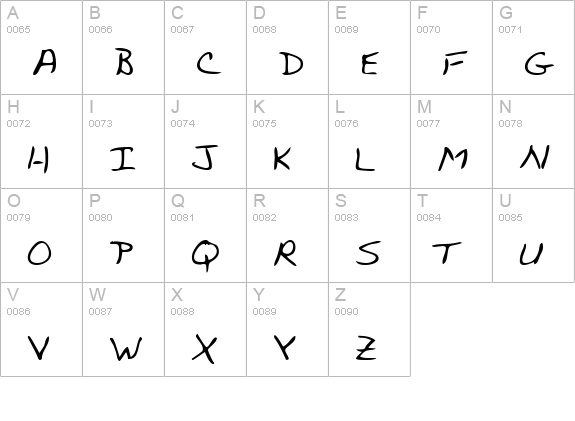 ToddsHand Regular uppercase A-Z preview