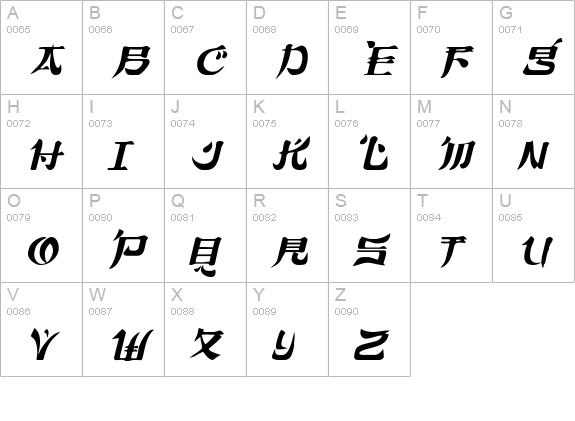 TokyoCaps Italic uppercase A-Z preview