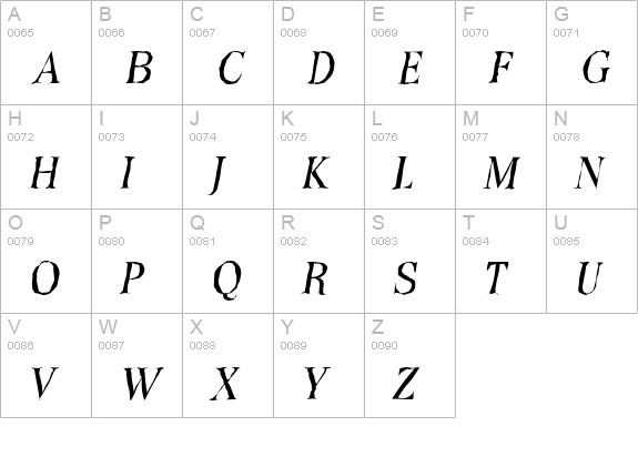 ToledoAntique-Italic uppercase A-Z preview