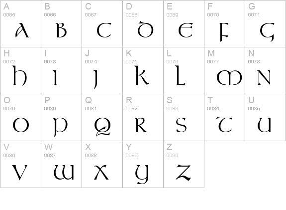 Tolkien uppercase A-Z preview