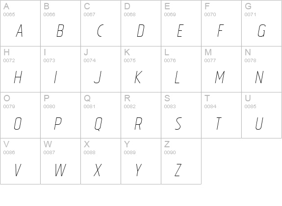 Tolyer Thin no.3 Oblique uppercase A-Z preview