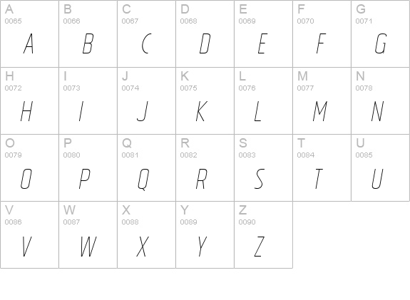 Tolyer Thin no.4 Oblique uppercase A-Z preview