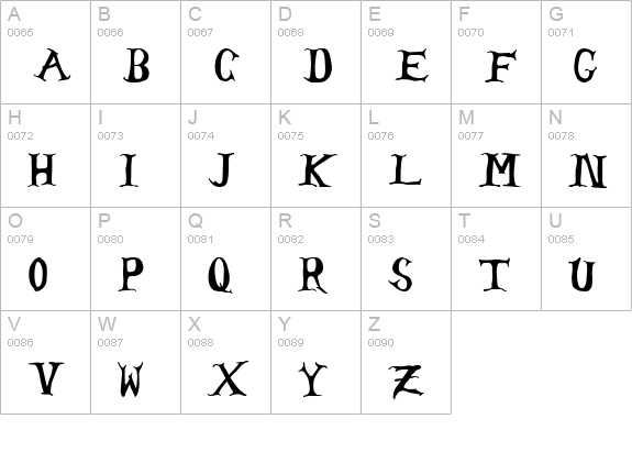 Tom's Headache uppercase A-Z preview