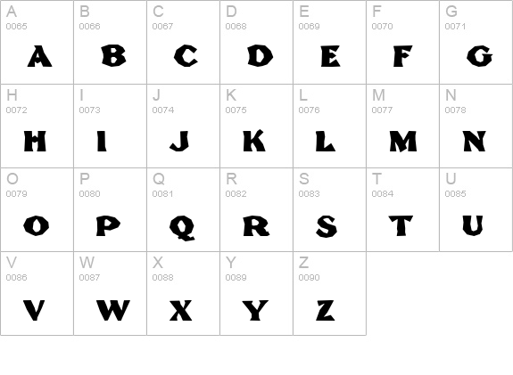 Tomahawk MF uppercase A-Z preview