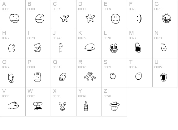 Tombats Smilies uppercase A-Z preview