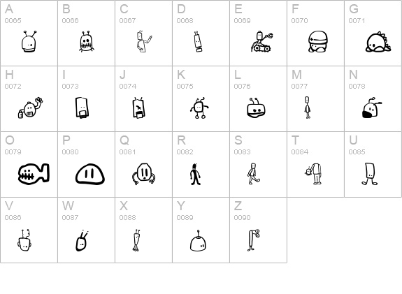 Tombots uppercase A-Z preview