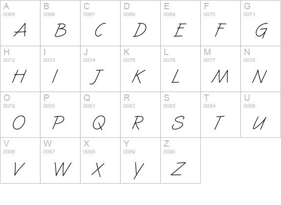 TomboyLight uppercase A-Z preview