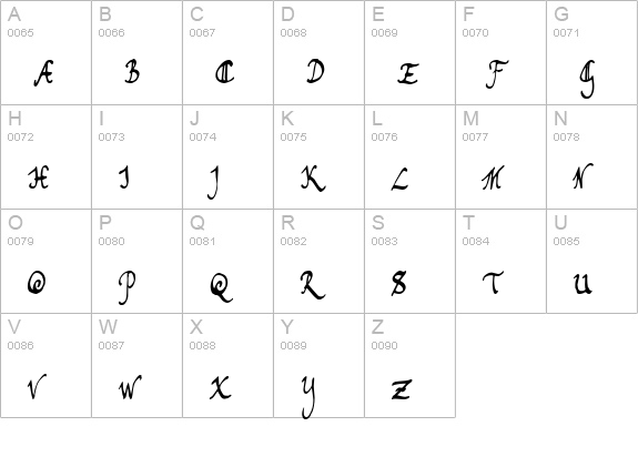 Toms Handwriting uppercase A-Z preview
