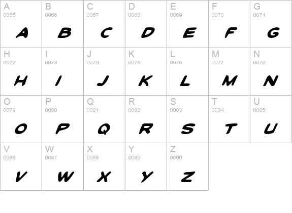 Toon Town Industrial Italic uppercase A-Z preview