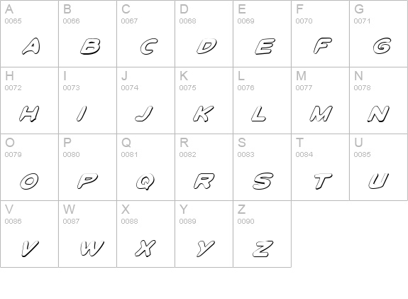 Toon Town Industrial Shad Ital uppercase A-Z preview