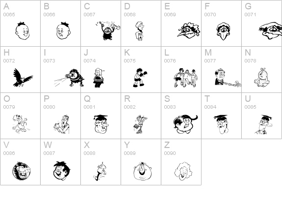Toons One uppercase A-Z preview