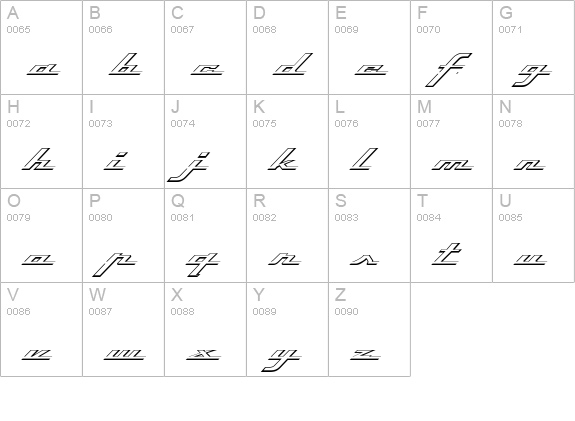 Top Speed Outline uppercase A-Z preview