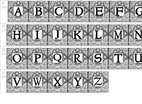 Topiary_Initials uppercase A-Z preview