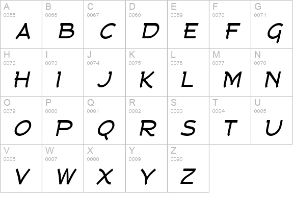 Tork Bold Italic uppercase A-Z preview