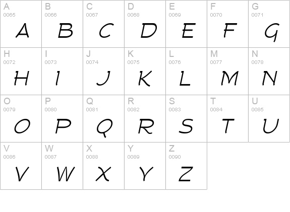 Tork Italic uppercase A-Z preview