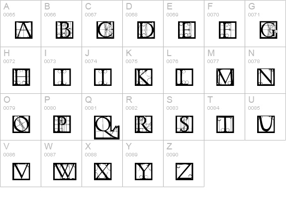 TornielloInitials uppercase A-Z preview