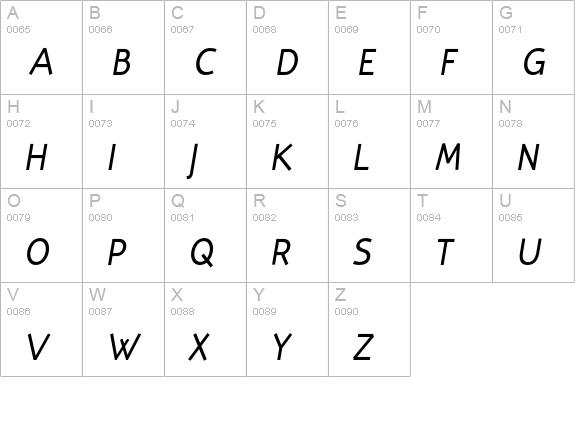 Torus Italic uppercase A-Z preview