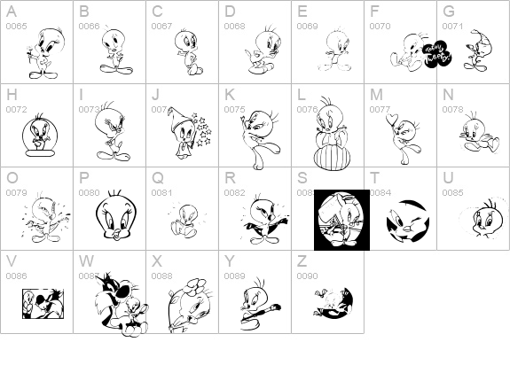 Totally Tweetie uppercase A-Z preview