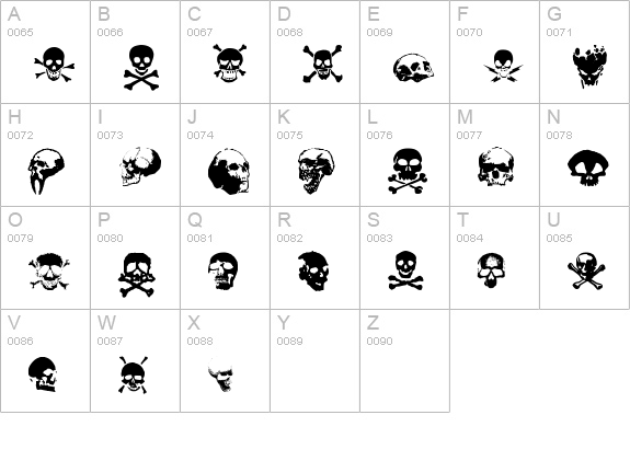 TotenKopf uppercase A-Z preview