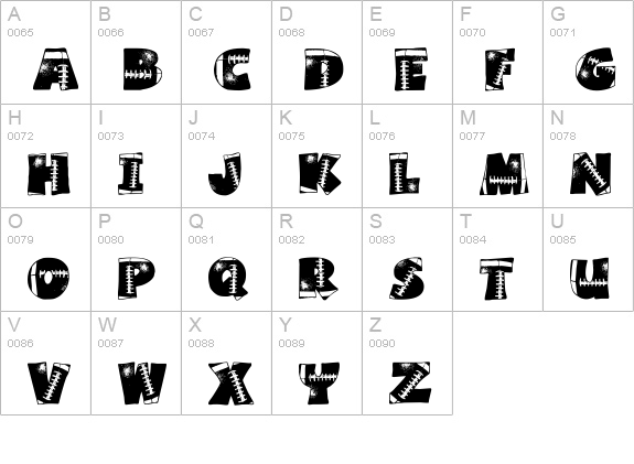 Touchdown uppercase A-Z preview