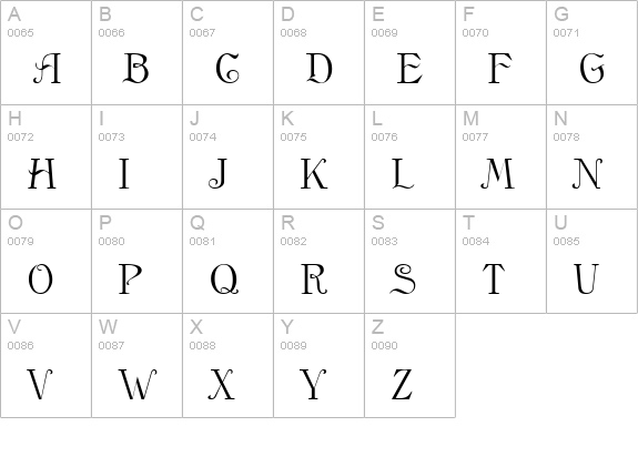 TR Anglican uppercase A-Z preview