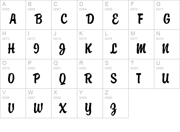 TR Briquet uppercase A-Z preview