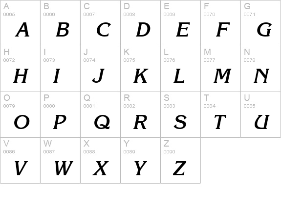 TR Eagles Bold Italic uppercase A-Z preview