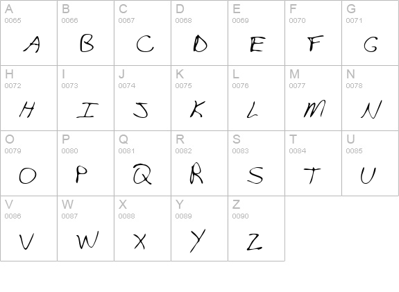 TracysHand Regular uppercase A-Z preview