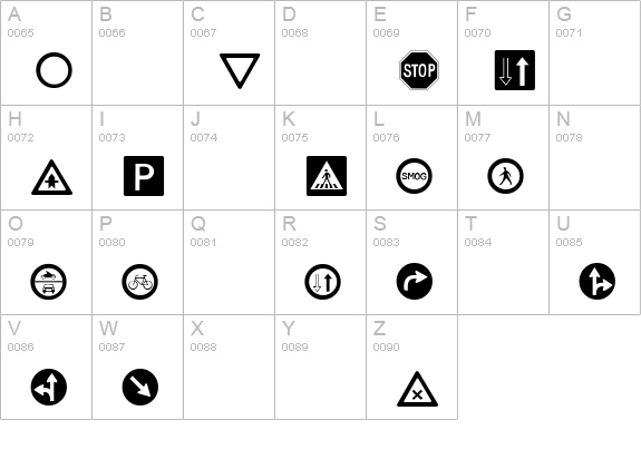 Traffic uppercase A-Z preview