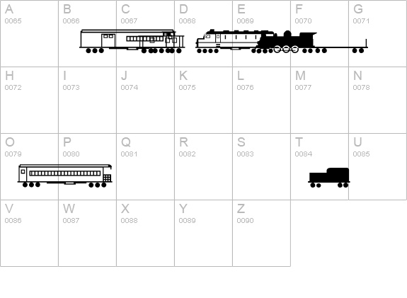Trains Regular uppercase A-Z preview