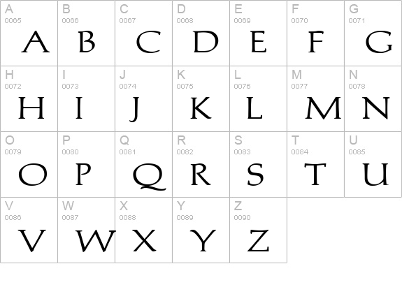 Trajan'sCapsExtended Bold uppercase A-Z preview