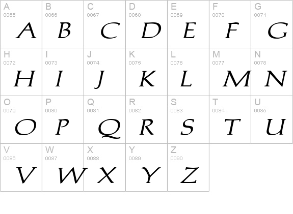 Trajan'sCapsExtended Bold Italic uppercase A-Z preview