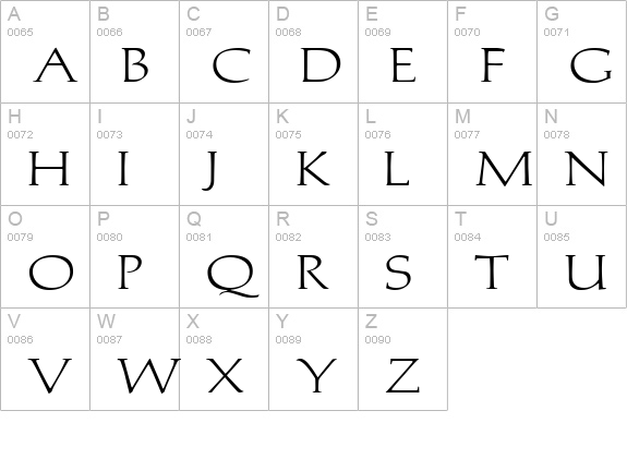 Trajan'sCapsExtended Normal uppercase A-Z preview