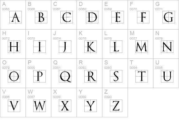 TrajanusBricks uppercase A-Z preview
