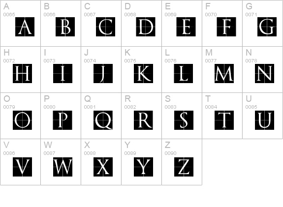 TrajanusBriX-Invers uppercase A-Z preview