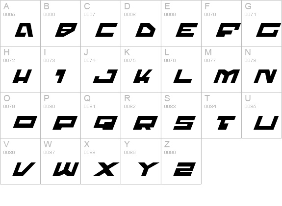 Trajia Expanded Italic uppercase A-Z preview