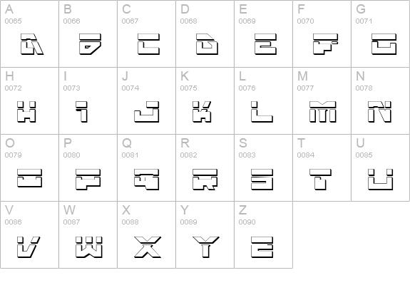 Trajia Laser 3D uppercase A-Z preview
