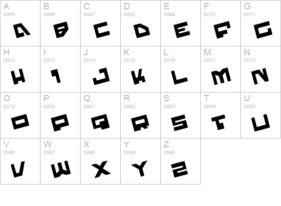 Trajia Rotate uppercase A-Z preview