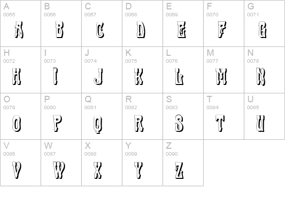 Traktir-Modern 3-D uppercase A-Z preview