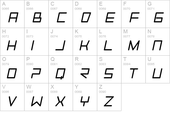 Trancemission BoldItalic uppercase A-Z preview