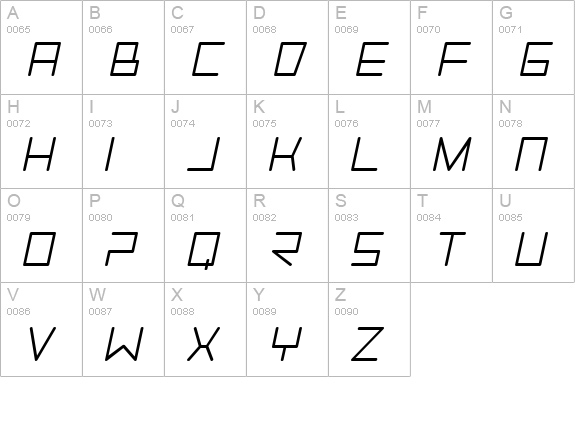 Trancemission MediumItalic uppercase A-Z preview