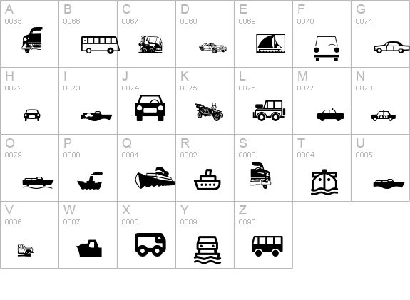 TransportationP01 uppercase A-Z preview