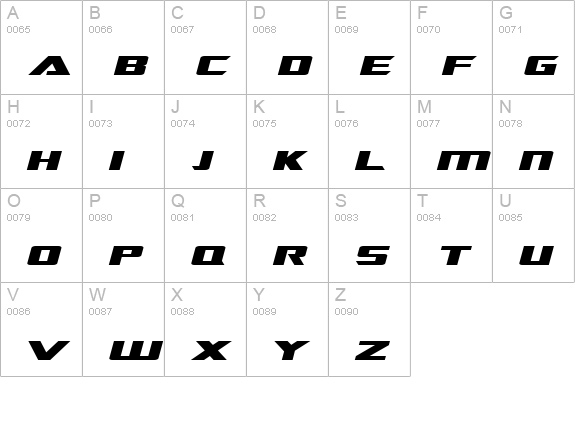 TransRobotics Extended Italic uppercase A-Z preview