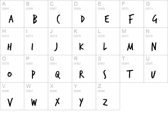 TrashHand uppercase A-Z preview
