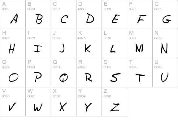 TrasksHand Regular uppercase A-Z preview
