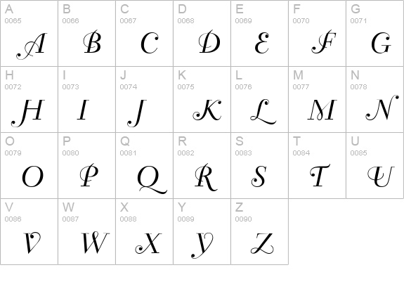 TravellerScript uppercase A-Z preview