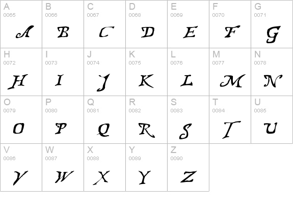 Treasure Map Deadhand uppercase A-Z preview
