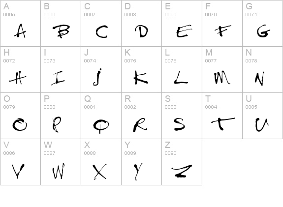 Treefrog uppercase A-Z preview